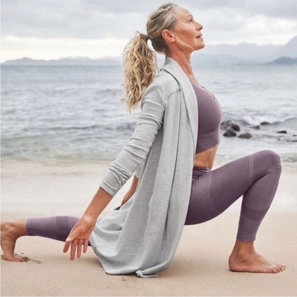 ATHLETA Coaster Long Canopy Wrap Cardigan Fog Grey Heather Size Large